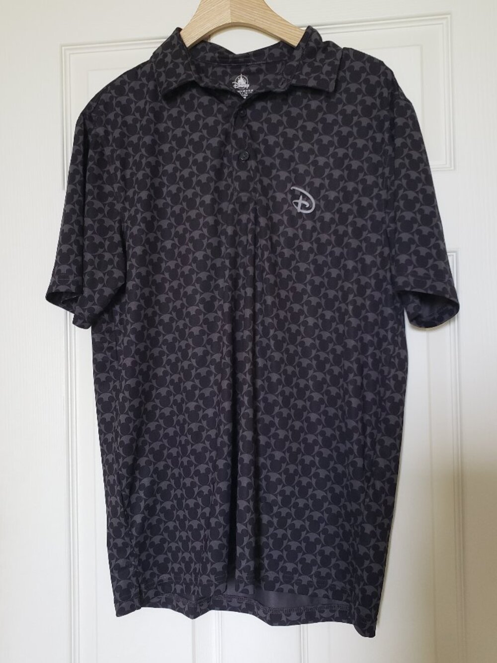 Disney Parks Men's Mickey Mouse Icon Monogram Performance Golf Polo Shirt - EUC